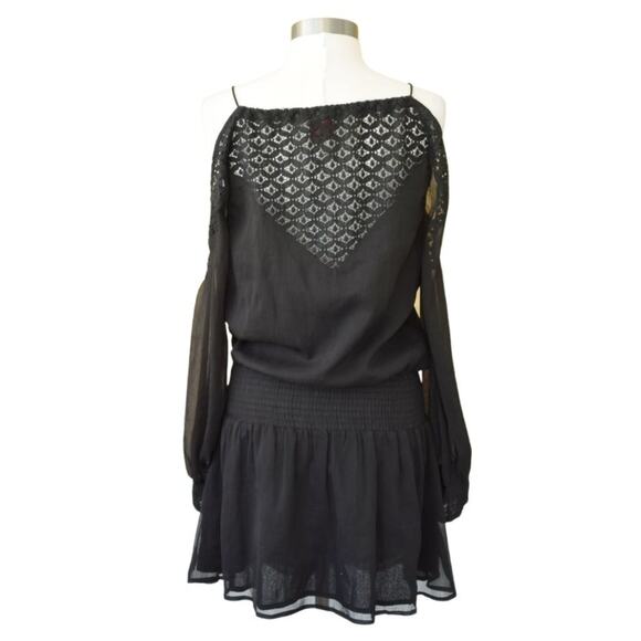 New Revolve CHLOE OLIVER Milano Black Cold Shoulder Mini Dress Blouson - Picture 3 of 8